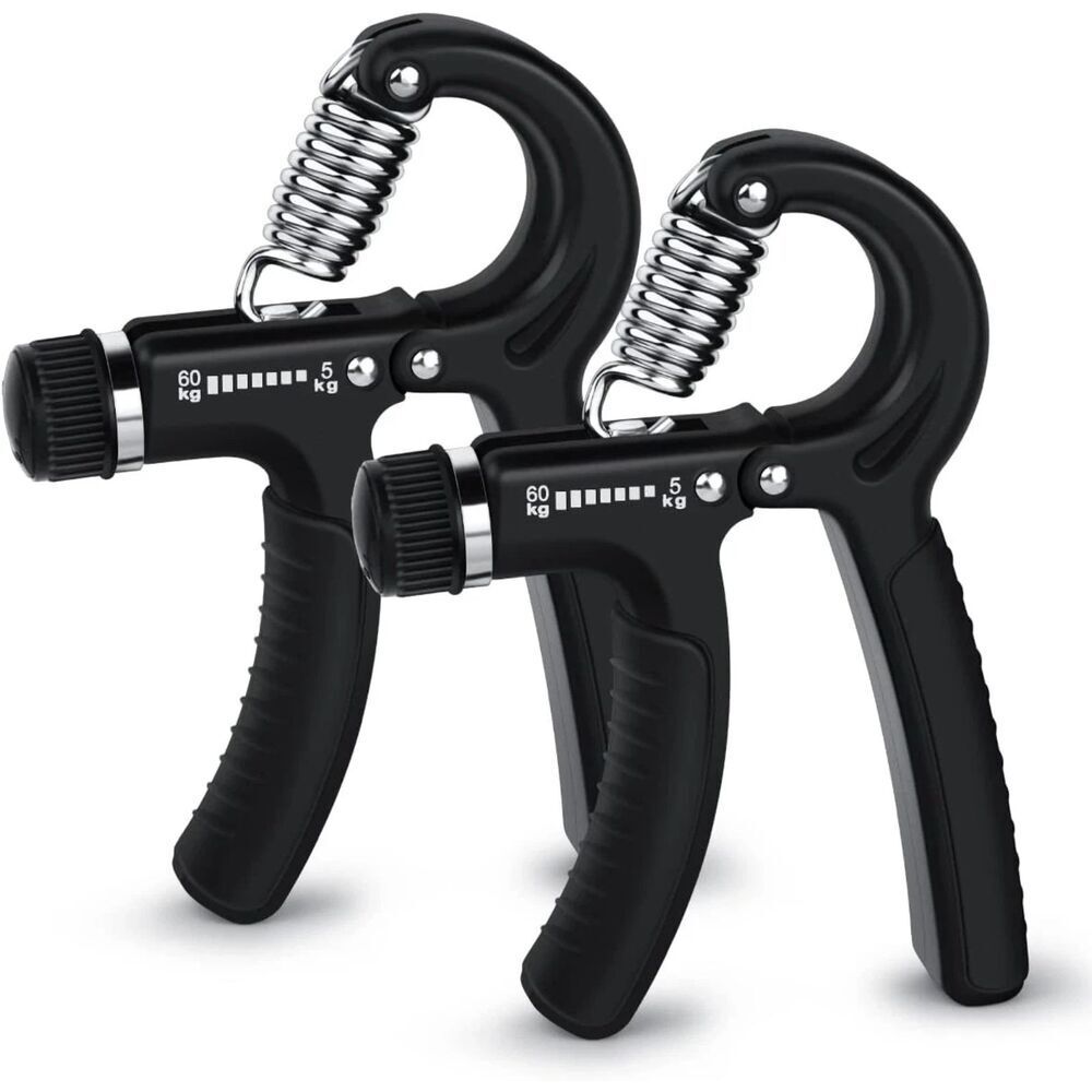 2pc Hand Grip Strengthener Adjustable Resistance 11-132lb Forearm Exercise Black